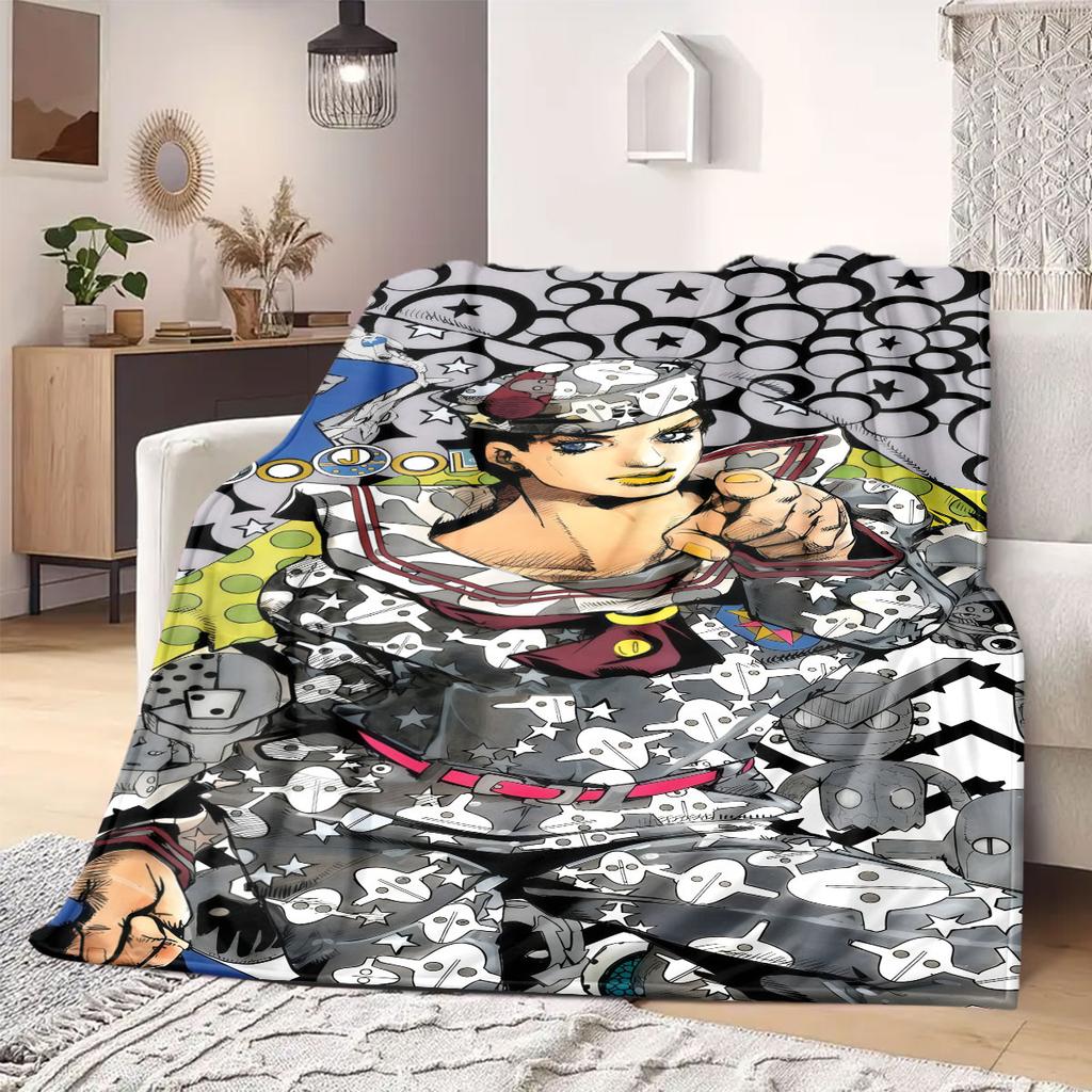 JOJO anime Flannel Blanket Warm,Comfortable,Suitable for Bedrooms,Sofas,Beds,Chairs,Picnics,Travel