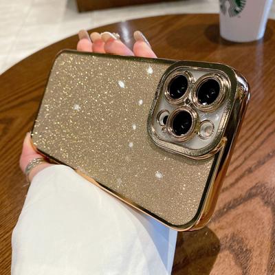 Luxuriöse quadratische Beschichtung Bling Glitter Silikonhülle für iPhone 15 14 13 12 Mini 11 Pro Max X XR 7 8 Plus SE Weiche Paillettenhülle