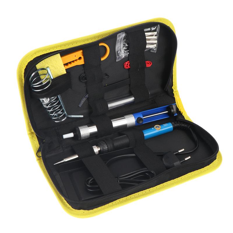 15Pcs Kit 220V 60W Soldering Iron Kit 450°C Adjustable Temperature Welding Tool Set With Solder Sucker Tin Wire Eu Plug