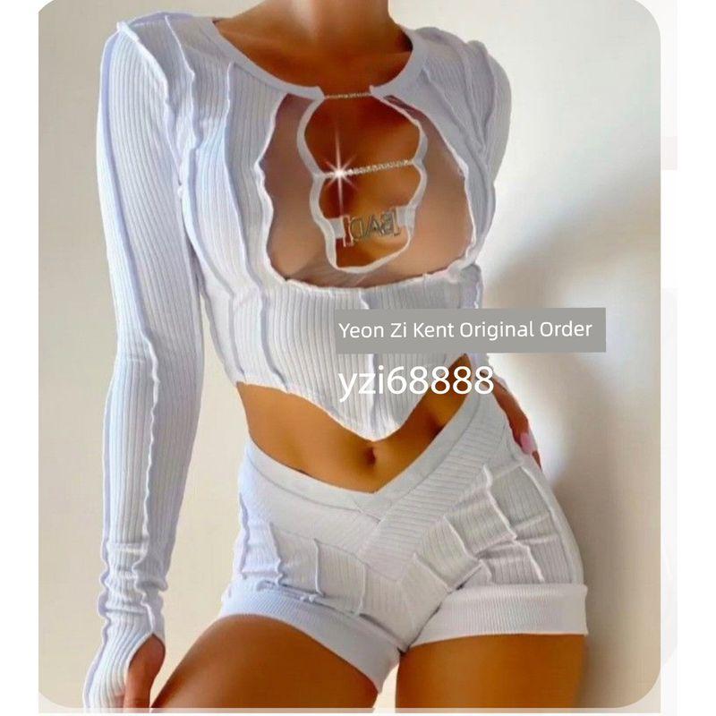 

Экспорт Плохое Чистое Желание Чистый Оригинал Супер Сексуальный Слим Большой U-образный вырез Нить Открытая Косточка Асимметричный Эластичный Слим Костюм White Suit M