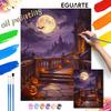 Halloween Pumpkin Castle Moon Oil Painting Digital Painting Handmade Diy Coloring Painting Home Decoration