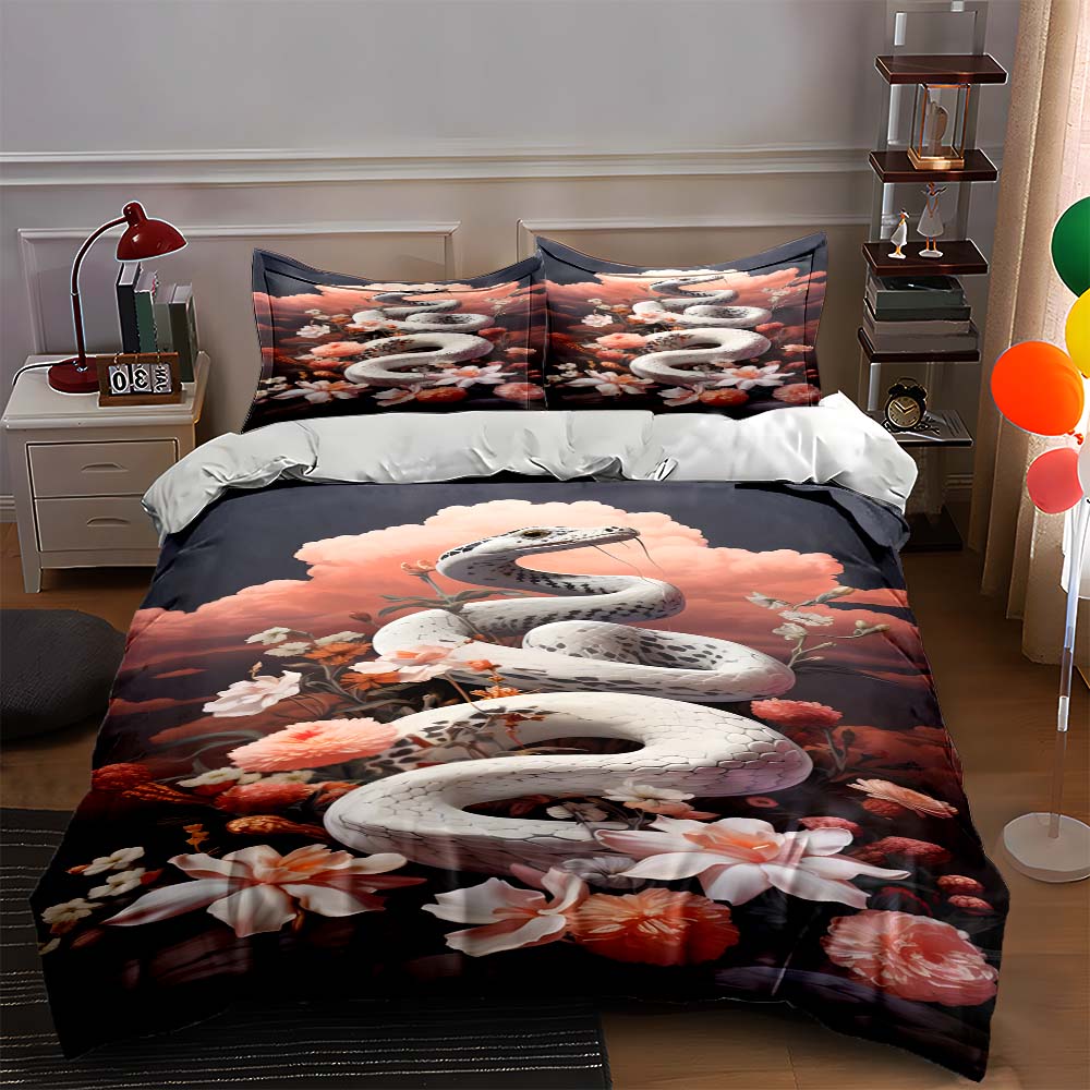 

Snake floral design Bedding Duvet cover sets Duvet covers Pillowcases gifts (1 * Duvet Cover 2 * Pillowcases, without duvet insert) 135x200cm