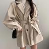 Cappotto Trench da Donna Autunnale Monocolore Semplice Temperamento Giacca Lunga in Tweed