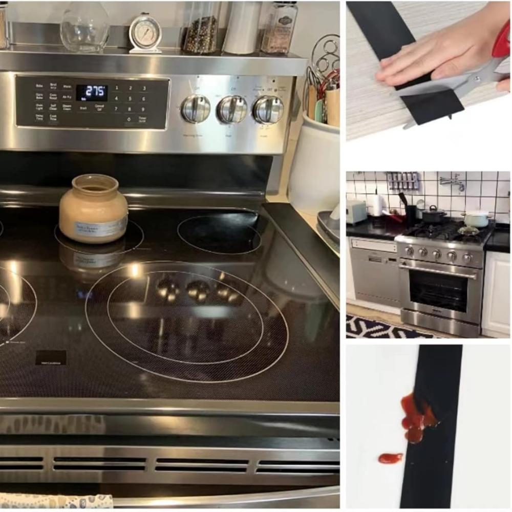 Silikonstreifen für die Abdeckung des Spaltes zwischen Kochfeld und Arbeitsplatte, hitzebeständiger Ofenspaltfüller, Abdichtung, schmutzabweisend und leicht zu reinigen