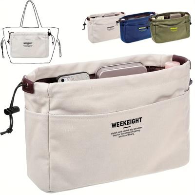 Organizadores de armazenamento de lona com cordão Bolsa de forro com vários bolsos Bolsa de armazenamento de viagem leve e portátil