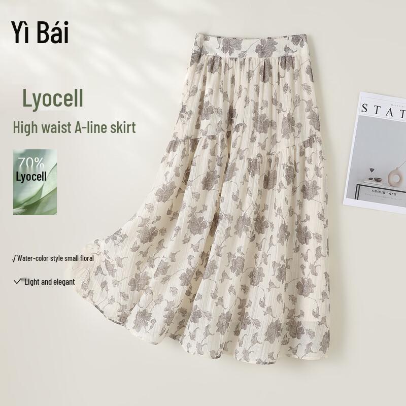 Yibai Lyocell High-Waisted A-Line Skirt L