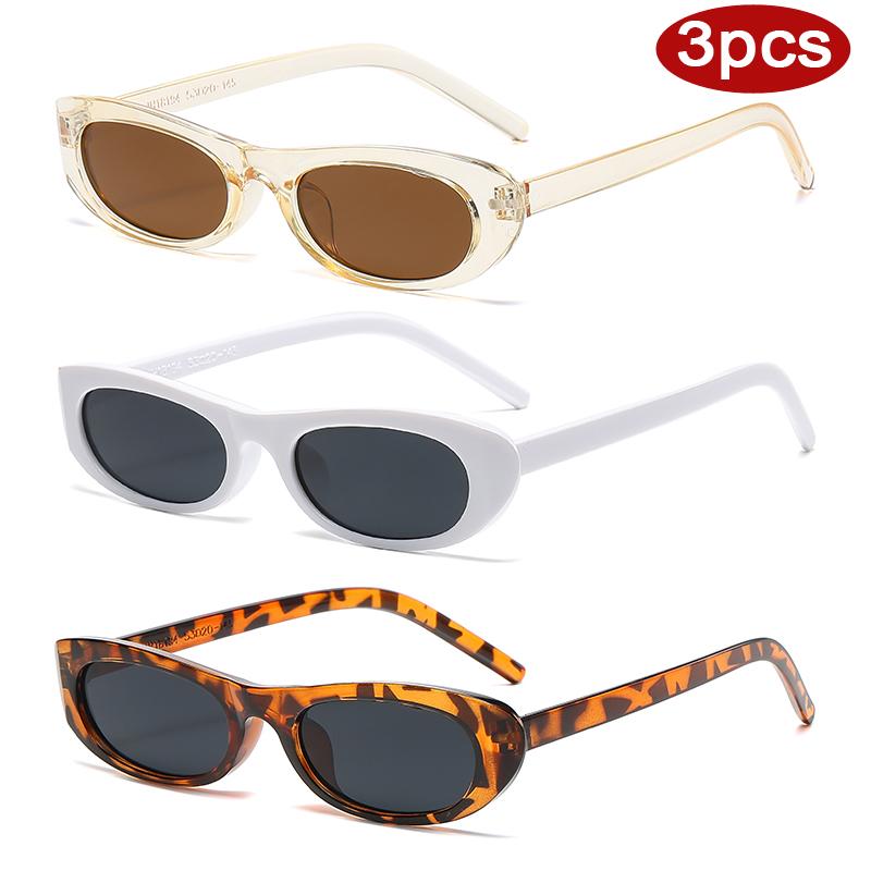 Protective Glasses 3pcs Fashion Square Narrow Frame Sunglasses Women Colorful Frame Eyewear Retro Brand Designer Sun Glasses