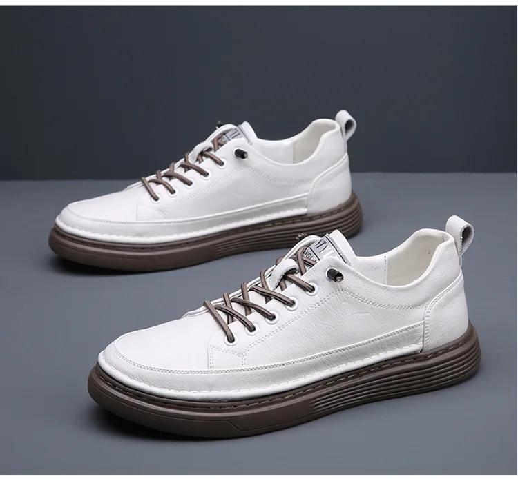 Neue Schuhe für Männer Echtes Leder Freizeitschuhe Prägnante Designer Flache Skateboard Schuhe Jugend Street Coole Sneakers