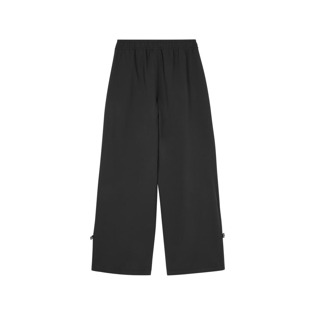 Skechers Solid Color Outdoor Mid Waist Straight Loose Casual Pants Women Bottoms Carbon-Black L324W057-0018