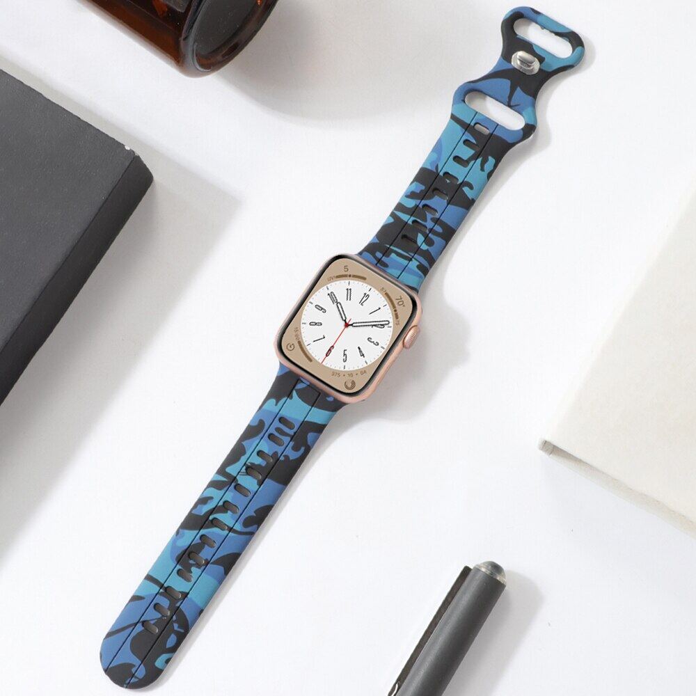 For Apple Watch Band Ultra 8 SE 7 6 5 Silicone Strap iWatch 49mm 40mm 45mm 41mm 42mm Camouflage Pattern Wristband Belt Bracelet