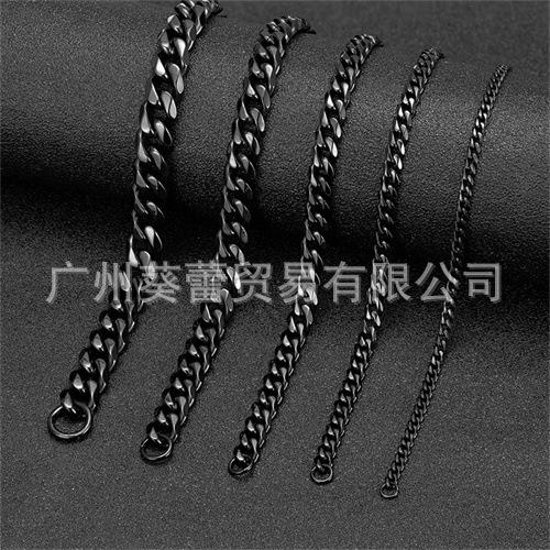 Bracciale a Catena Cubana in Acciaio Inossidabile Rock 3mm-11mm Locomotive Bracciale Vintage da Uomo Accessori in Acciaio Inossidabile
