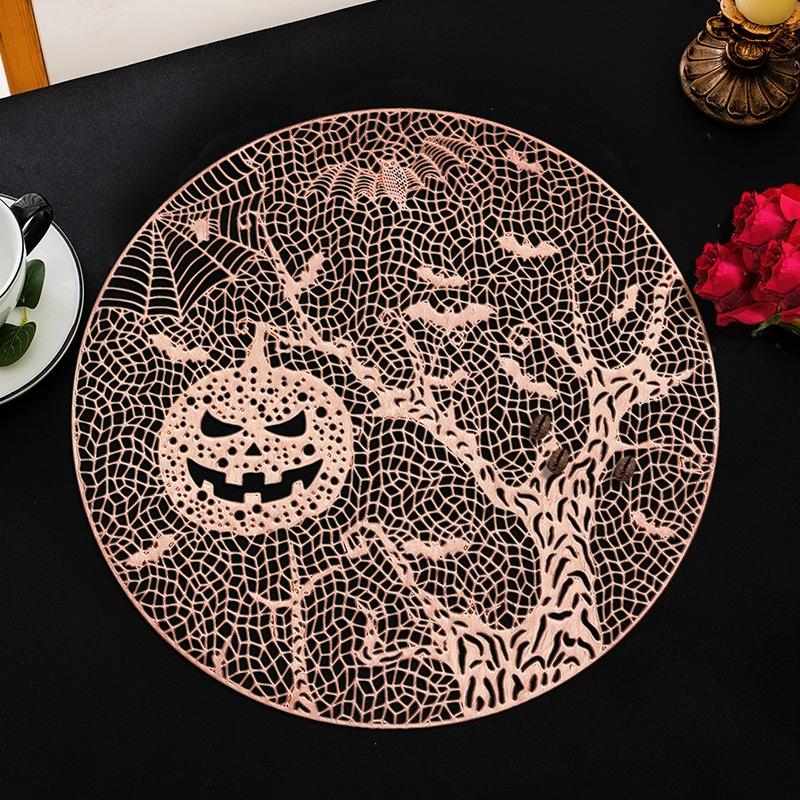 

Nordic Hollow PVC Placemat Halloween Pumpkin Decoration Western Style Mat Thermal Insulation and Anti Slip Dining Table Mat