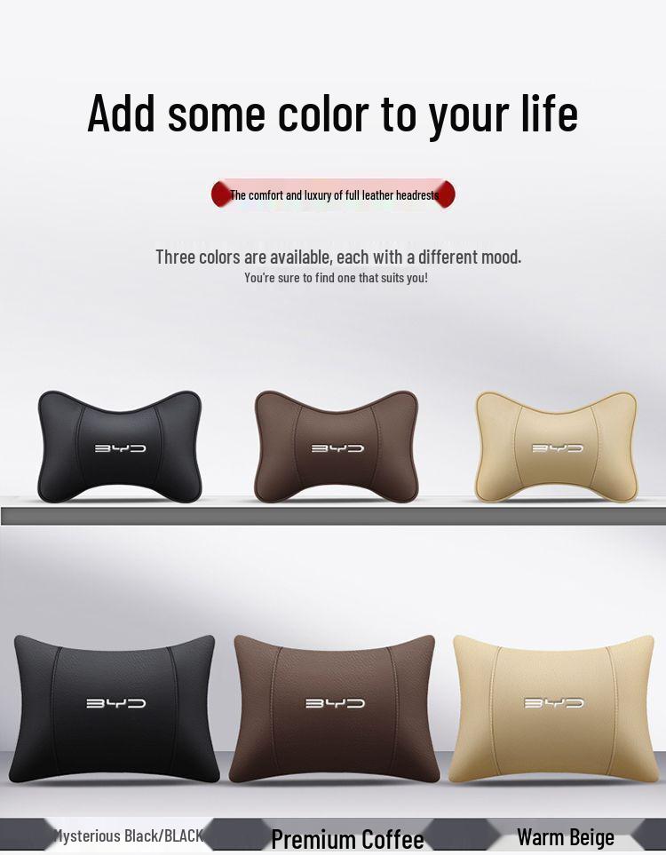 Compatible with New BYD Car Neck Pillow and Lumbar Support for Qin, Song Plus Dmi, Han, Tang, Yuan EV, and Dolphin Seal Models