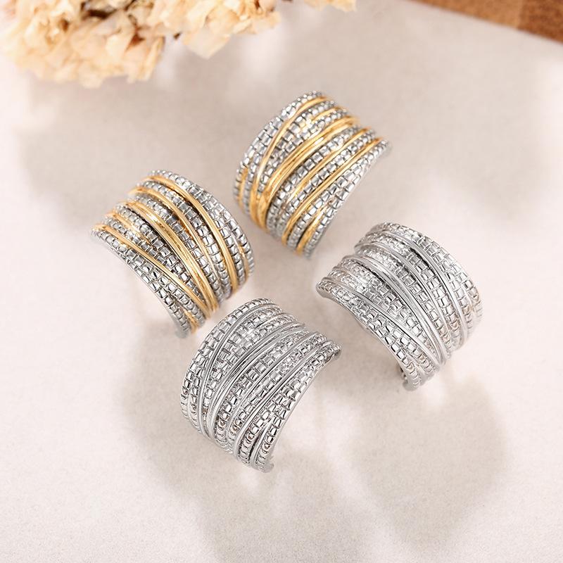 Line Design Stud Earrings For Women, Two-Color Exquisite Temperament Jewelry, Elegant French Chic Jewelry.