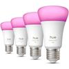 Pack de 4 ampoules LED connectées A60 - PHILIPS HUE - Lumiere blanche et colorée - Culot E27 - 6W - 1000-2000k - 810 lumens