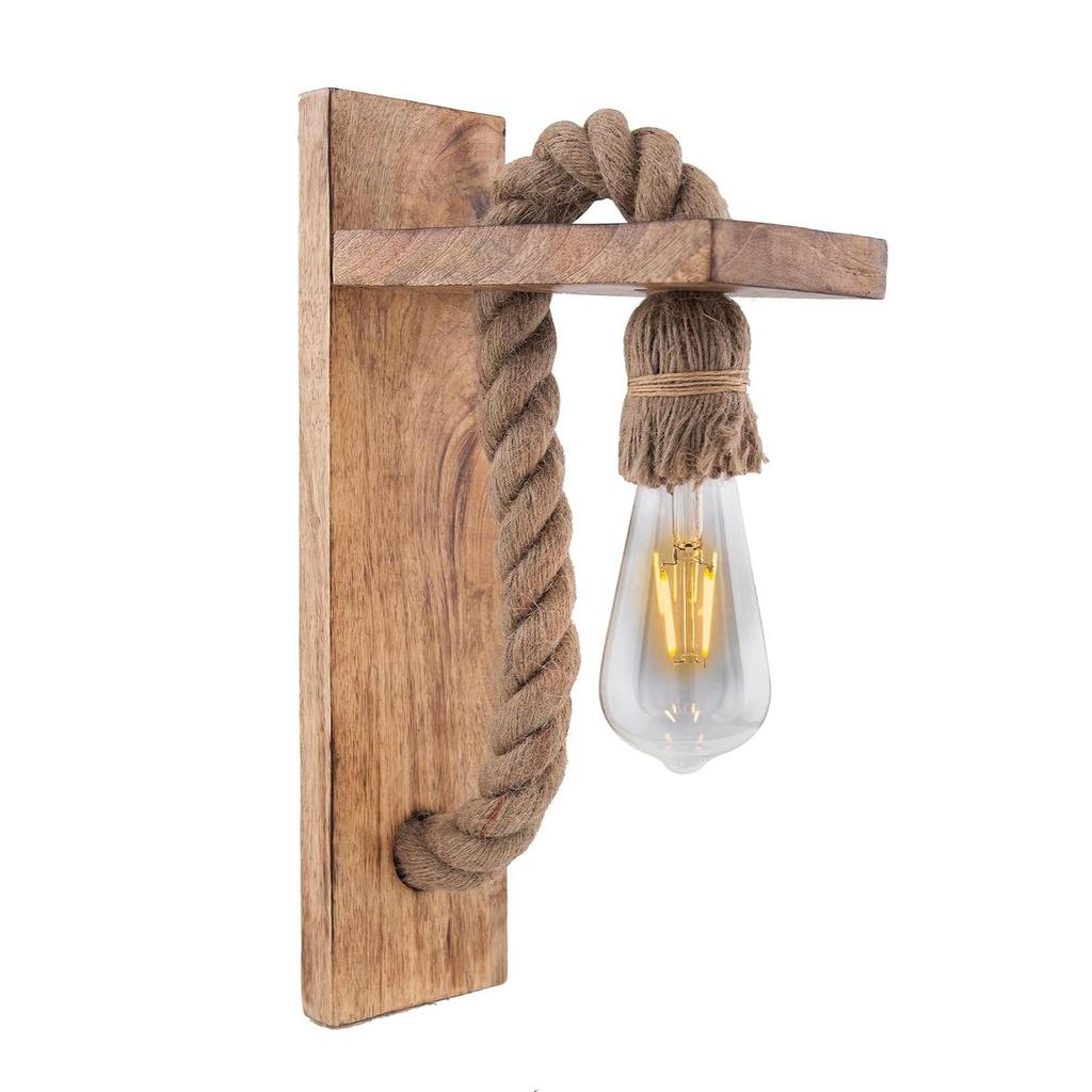 Wooden Rope Wall Lamps, Home Decor Items E27 Holder Lantern Light Vintage Wall Hanging Antique Decorative Fancy Light