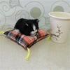 Simulation Cats Doll Ornament Realistic Furry Plush Animal with Cushion Mat Desktop Doll for Home Bedroom Decoration