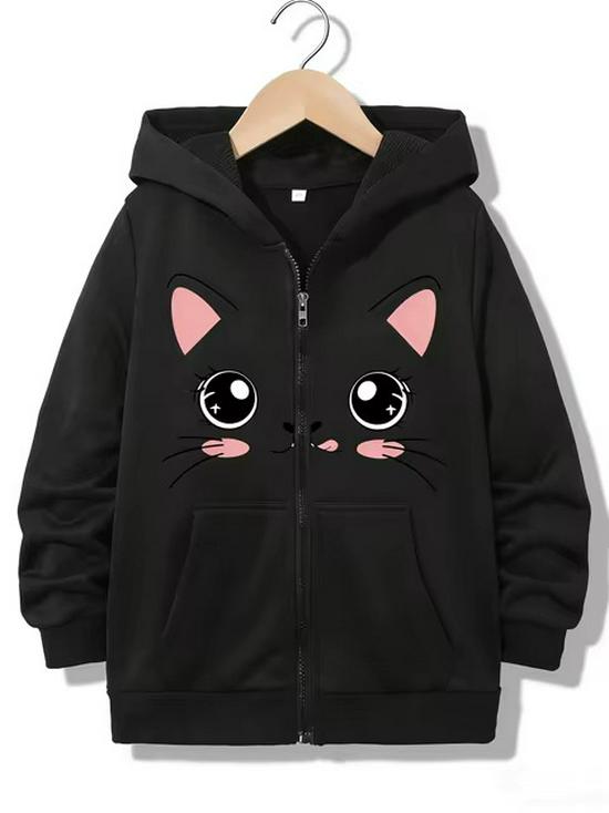 Kawaii Cat Terrier Zipper Hoodie - Casual Y2K Style for Boys & Girls