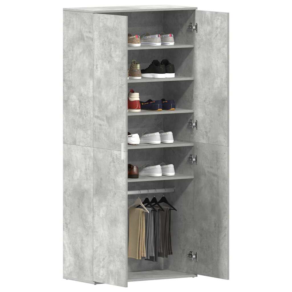 Shoe Cabinet with Door Concrete Grey 80 x 39 x 178 cm Engineered Wood
