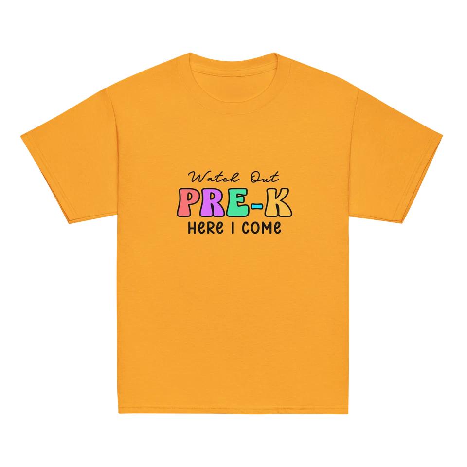 Pre-K Back to School Tee Shirt - Watch Out Pre-K, Here I Come 3 L