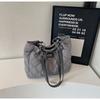 Large capacity rhombus padded cotton tote bag women's new shoulder handbag versatile commuter bag