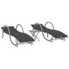 2 Piece Sun Lounger Set with Table Light Grey Poly Rattan