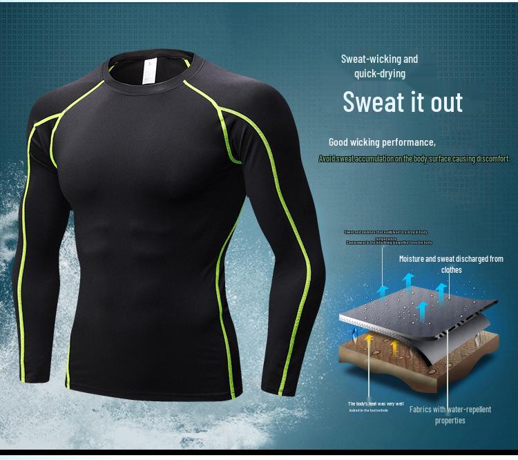 Men's PRO Quick-Dry Long Sleeve Sports Tights for Running, Training, and Basketball