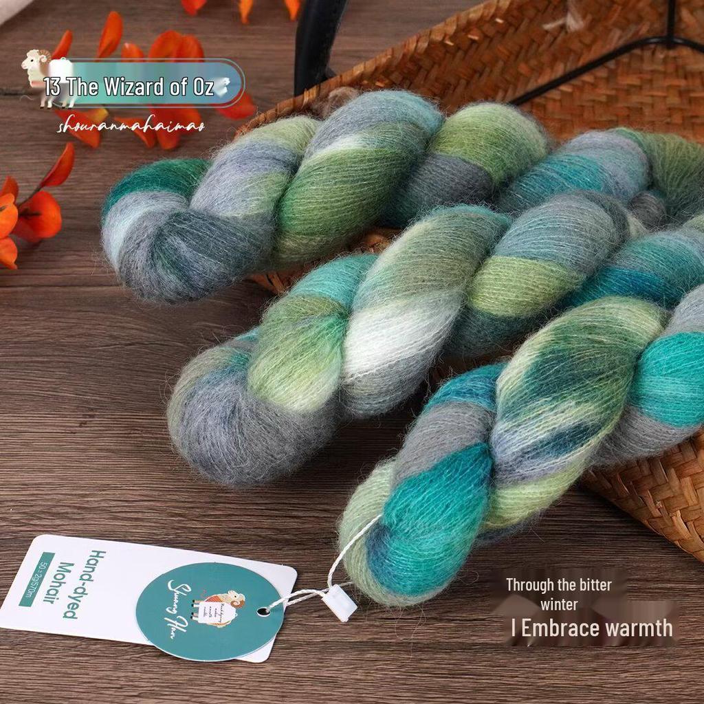 Hand-Dyed Gradient Mohair Silk Yarn for DIY Knitting and Fine Spinning