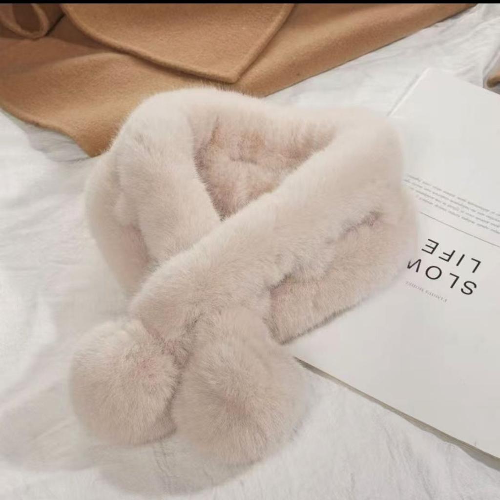 Winter Imitation Fur Cross Ball Scarf Imitation Rex Rabbit Hair Warm Fur Collar