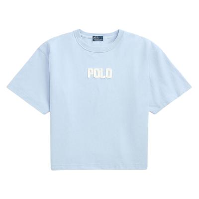 Polo Buchstaben Rundhals Locker Kurzarm T-Shirt Damen Oberteile Blau WMPOKNINCU21128-400