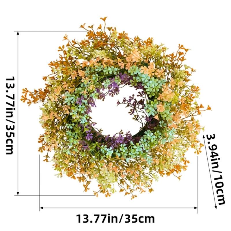 Artificial Wreath for Front Door Spring Decorative Floral Window Hanging Wreath Wall Home Decor for Seaason Decorating