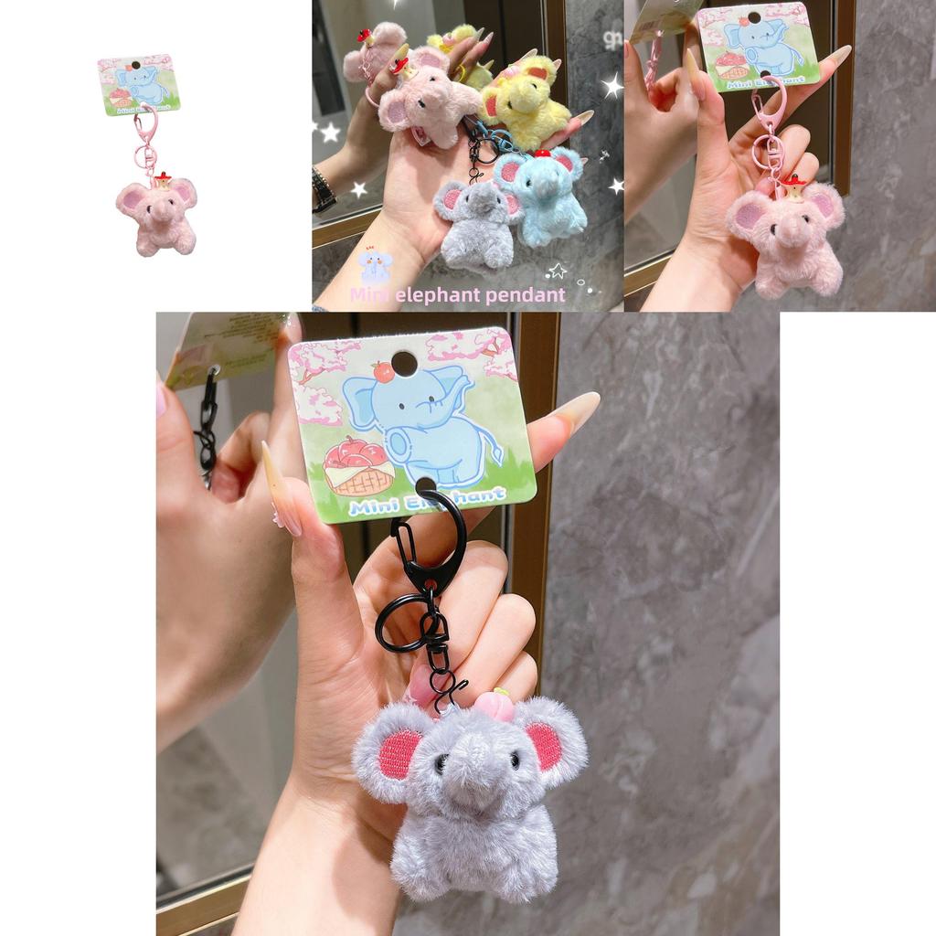 Plush Mini Elephant Keychain With Cartoon Design For Backpack Decor And Gift