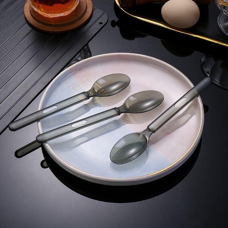 ZISIZ Disposable Black Dessert Fork Spoon