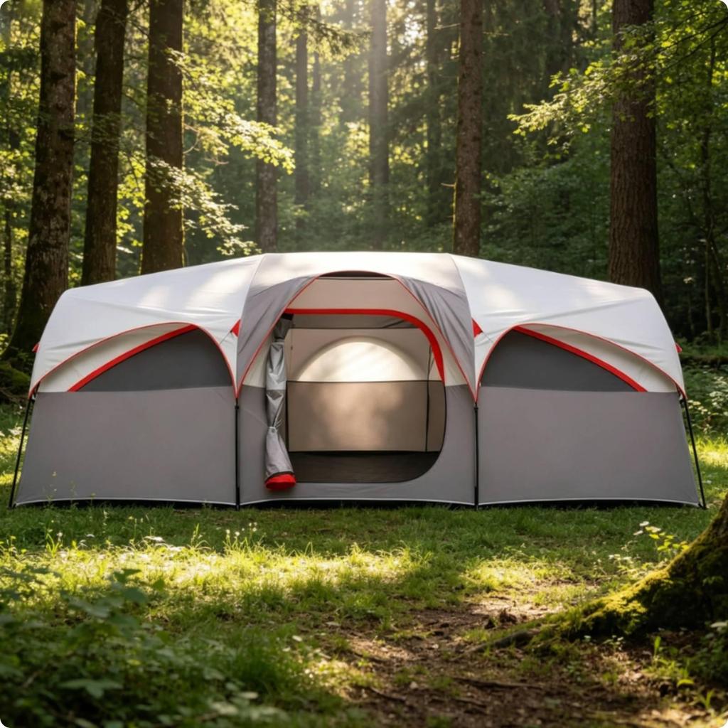 Two-Room Tent Foldable with Storage Bag Sturdy for Family