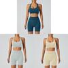 Yoga Outfit Women Seamless High Elastic Shorts Sports Bra Set With Moisture Wicking For Fitness And Running