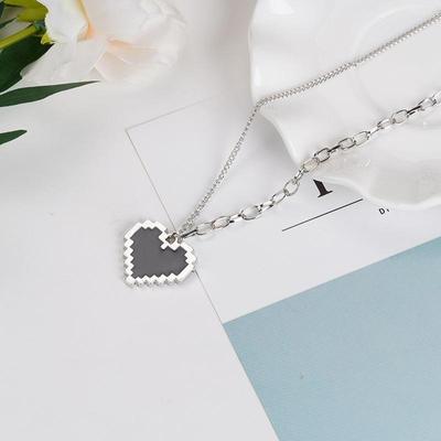 Black Love Heart Necklace Alloy Hip Hop Double Layer Choker Neck Jewelry For Women Female