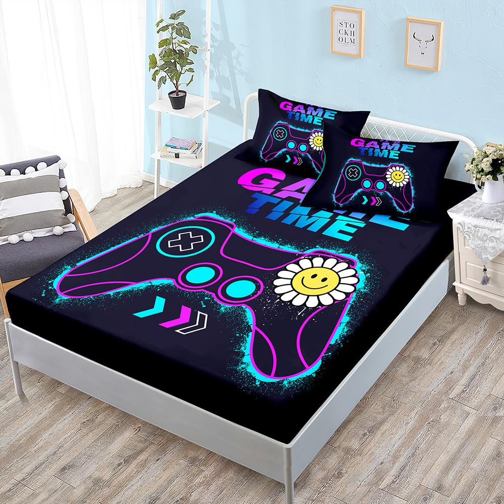 New Gamepad Gaming Sheet Bed Mattress Protector Gamer Bedding Elastic Fitted Sheet Kids Boys Bed Cover Twin Full Queen King Size