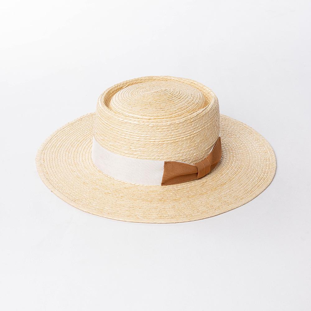 Double color woven hand woven sunflower leaf grass circular top large eave straw hat outdoor beach sunshade straw hat бежевый