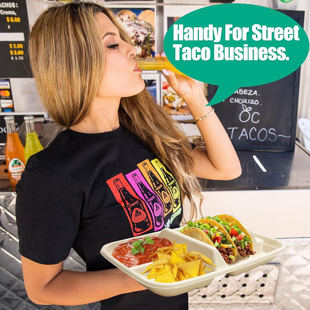 25pcs Disposable Taco Plates with Dividers