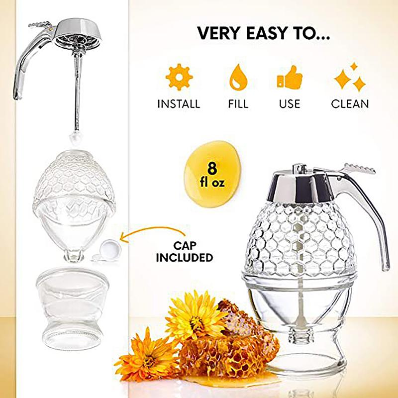 1PC Acrylic Honey Dispenser Container Portable Squeeze Bottle Anti-Drip Honey Jar Juice Dispenser Honey Drain Pot Kitchen Tools