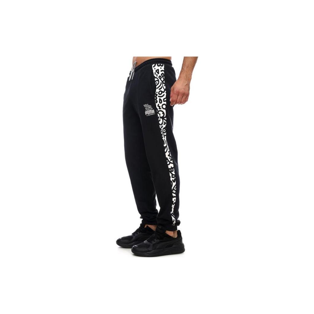 Puma Side Letter Print Casual Sport Drawstring Pants Men Bottoms Black 59865051