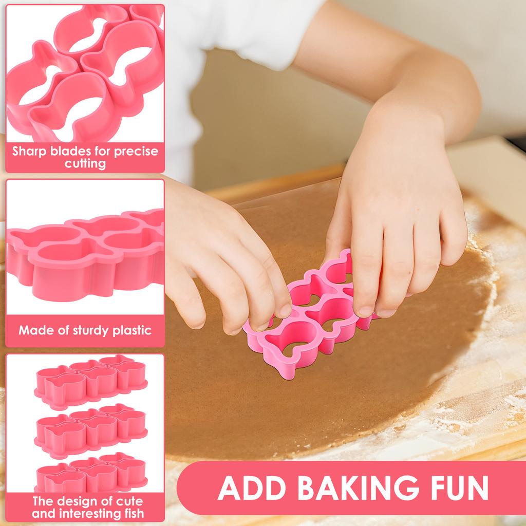 3Pcs Fish Cookie Cutter Plastic Fish Cookie Mold Reusable Fish Cracker Cookie Cutter Mini Cracker Cutter Multifunctional Fish