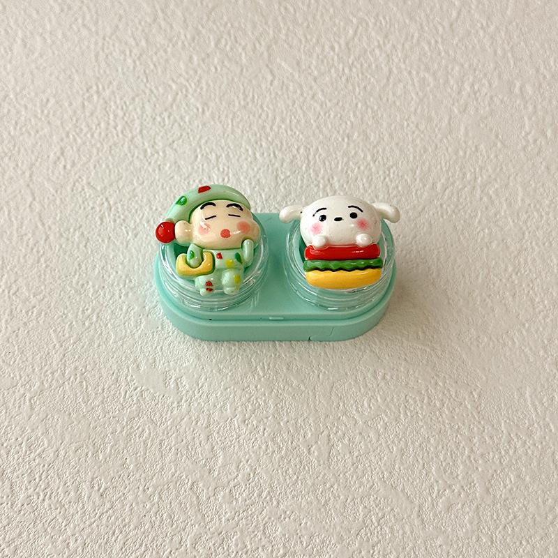 

Комплект футляра для контактных линз Прозрачный портативный футляр-компаньон Crayon Shin-chan Фиолетовый Бежевый Маленький ящик Тип Симпатичные инструменты для удаления контактных линз зелёный