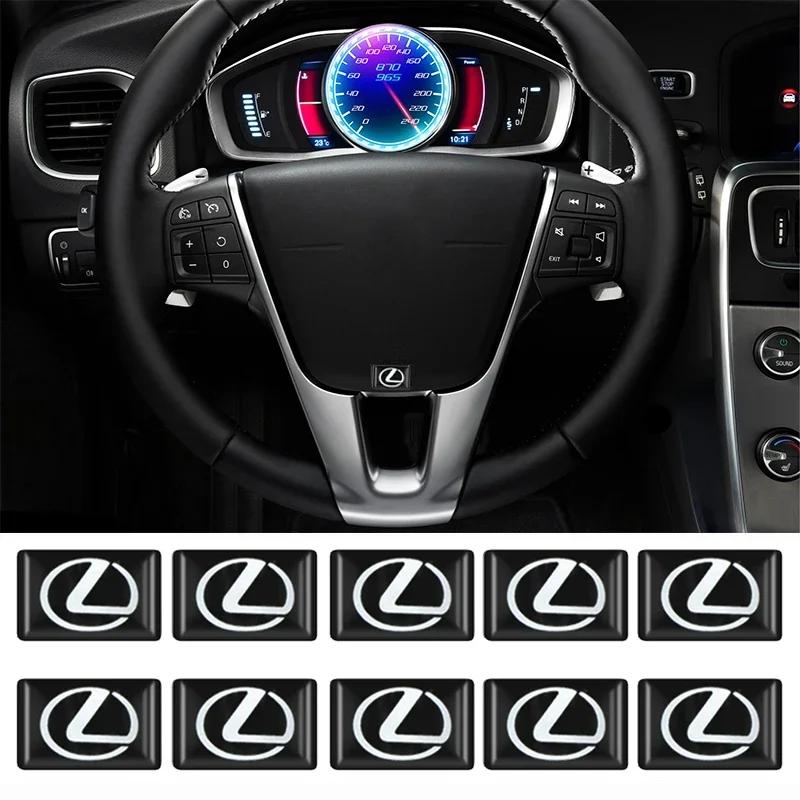 10pcs Car Styling Inner Button Sticker Emblem Badge PVC Crystal Epoxy Adhesive Sticker Refitted Label Interior Decoration
