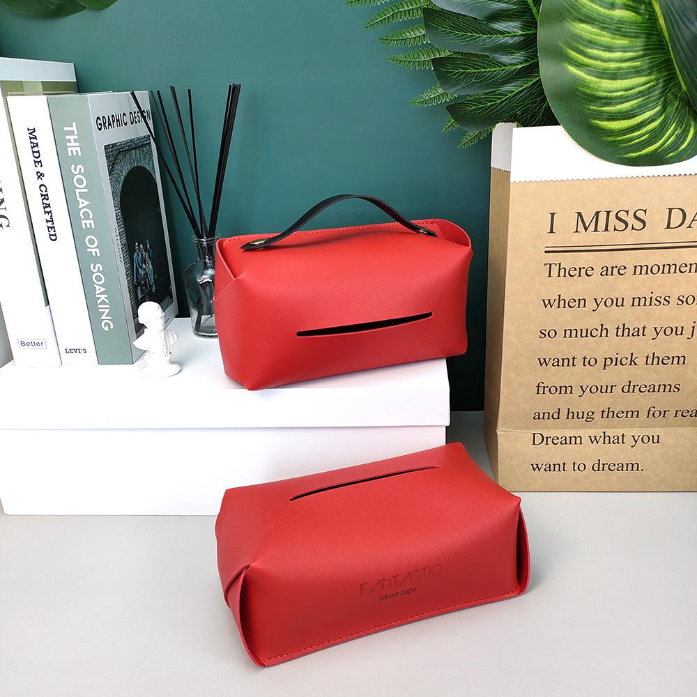 

Simple PU Leather Tissue Case Desktop Napkin Pumping Paper Storage Box Foldable Paper Towel Container for Home Car Decoration