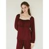 Lunaluz Women Square Neck Bra Cap Long Sleeve Pajamas Two Piece 2c 