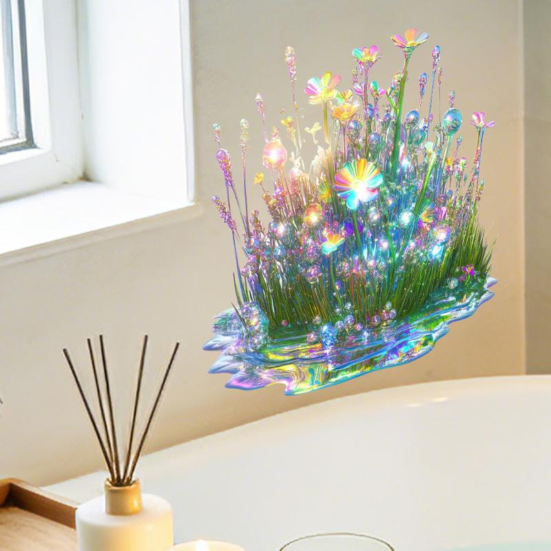 

Glow-In-The-Dark Flower Plant Toilet Sticker Colorful Wall Decal Self-Adhesive Pvc Waterproof Bathroom Bedroom Home Decoration ONESIZE