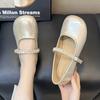 Silver 2025 autumn with skirt French rhinestone summer new Mary Jane shoes women's evening small leather shoes flat single shoes