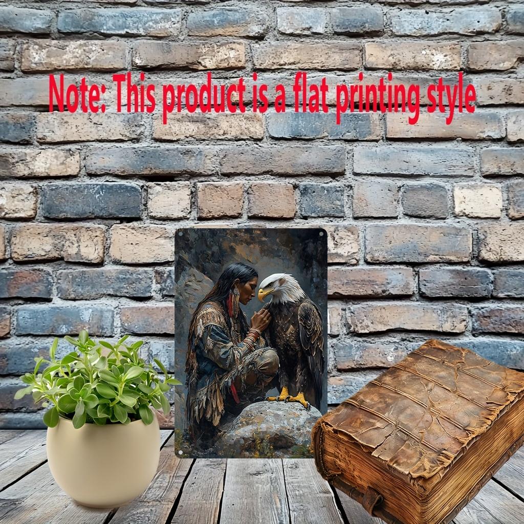 Native American & Bald Eagle 8x12" Aluminum Sign - Perfect for Living Room, Garden, or Outdoor Decor, Perfect for Room Decor