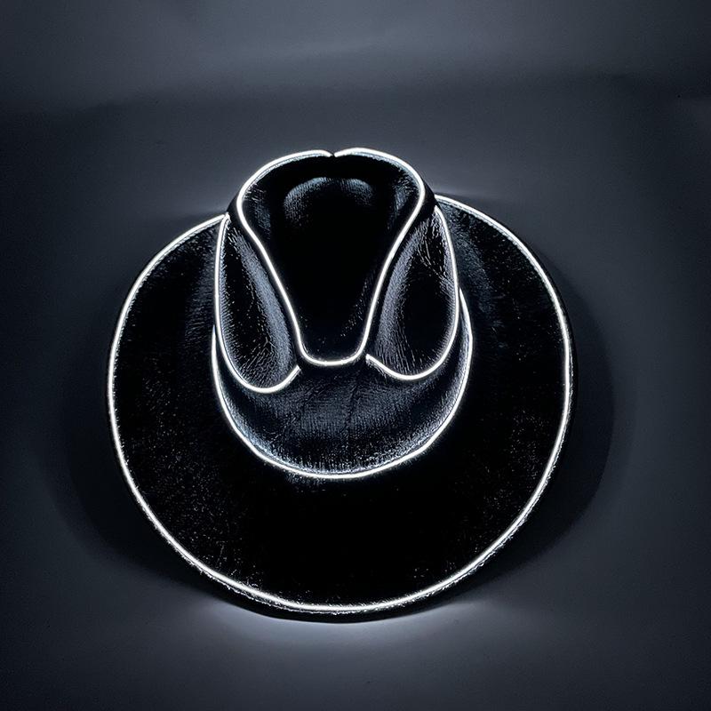 Pearlescent Iridescent LED Light-Up Cowboy Hat for Halloween Party